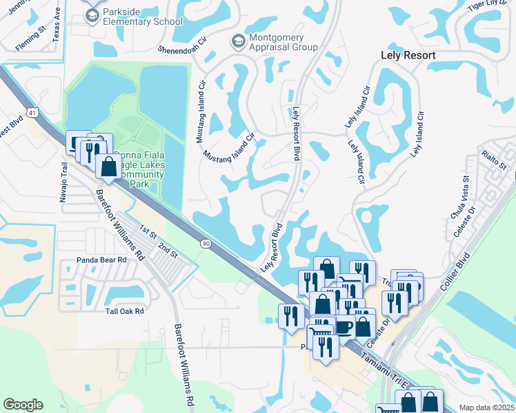 map of restaurants, bars, coffee shops, grocery stores, and more near 9113 Michael Circle in Naples