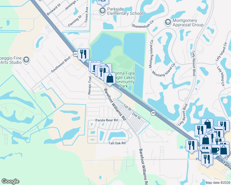 map of restaurants, bars, coffee shops, grocery stores, and more near 11800 Tamiami Trail East in Naples