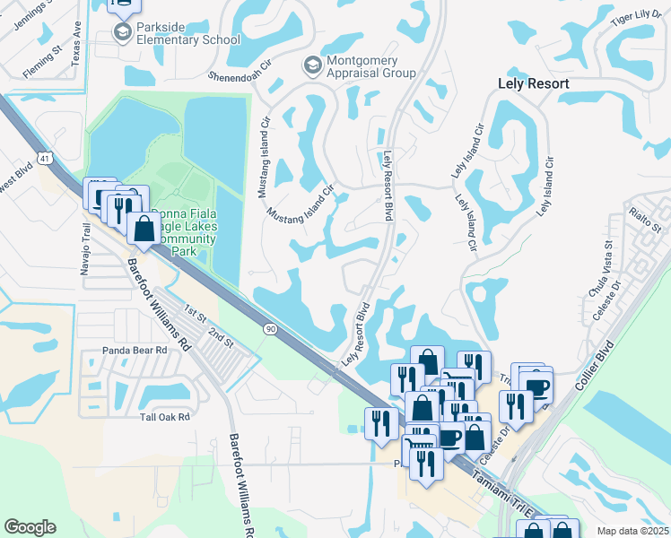 map of restaurants, bars, coffee shops, grocery stores, and more near 9087 Michael Circle in Naples