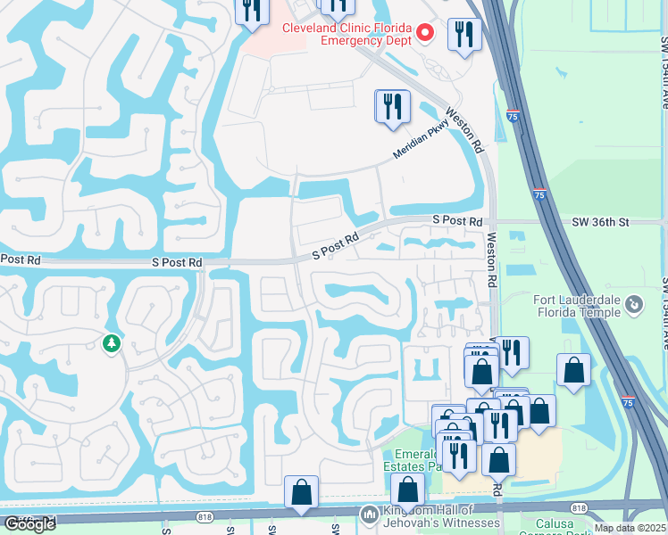 map of restaurants, bars, coffee shops, grocery stores, and more near 16537 Turquoise Trail in Weston