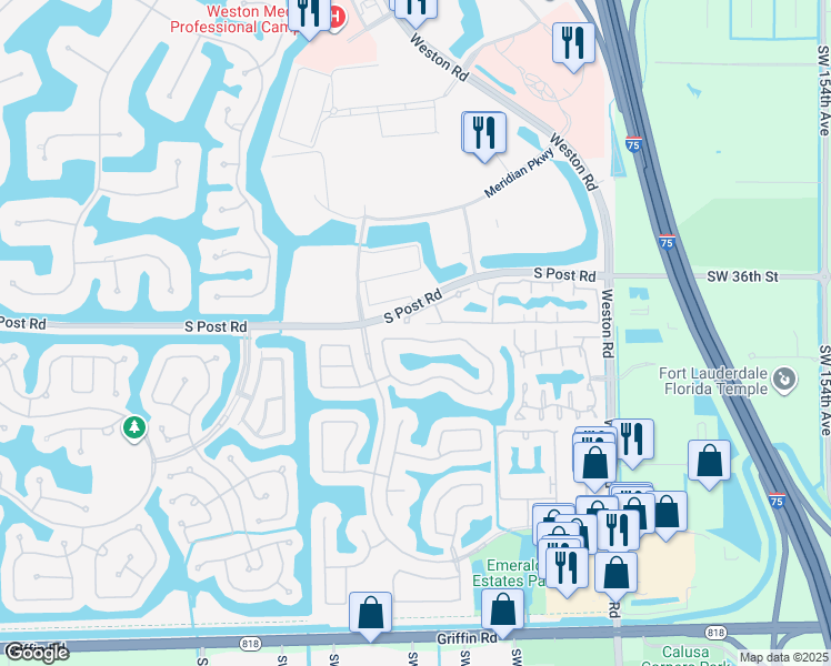 map of restaurants, bars, coffee shops, grocery stores, and more near 16537 Turquoise Trail in Weston