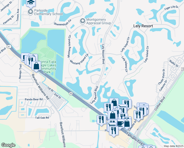 map of restaurants, bars, coffee shops, grocery stores, and more near 9060 Michael Circle in Naples