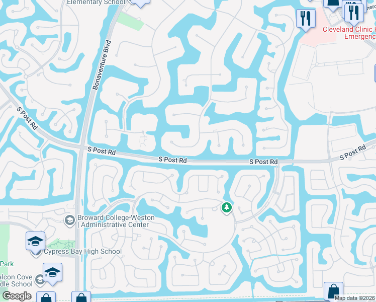 map of restaurants, bars, coffee shops, grocery stores, and more near 3480 Windmill Ranch Road in Weston