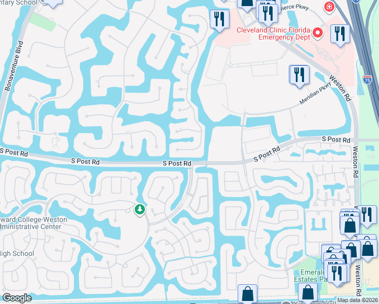 map of restaurants, bars, coffee shops, grocery stores, and more near 3480 Paddock Road in Weston