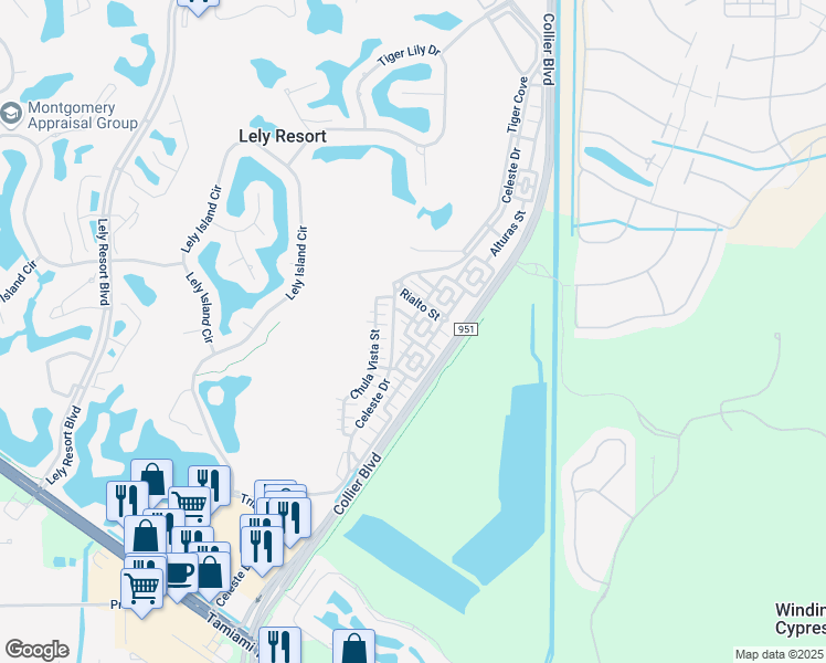 map of restaurants, bars, coffee shops, grocery stores, and more near 9098 Capistrano Street South in Naples