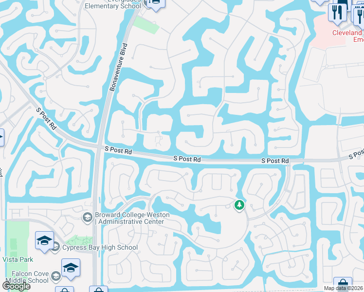 map of restaurants, bars, coffee shops, grocery stores, and more near 3530 Windmill Ranch Road in Weston