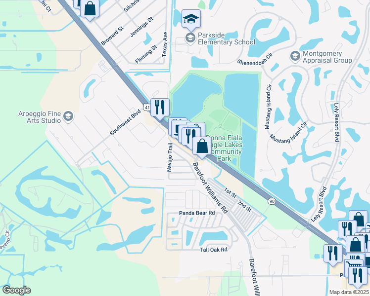 map of restaurants, bars, coffee shops, grocery stores, and more near 28 Chisholm Trail in Naples
