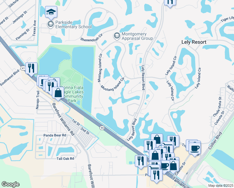 map of restaurants, bars, coffee shops, grocery stores, and more near 8972 Morgan Court in Naples