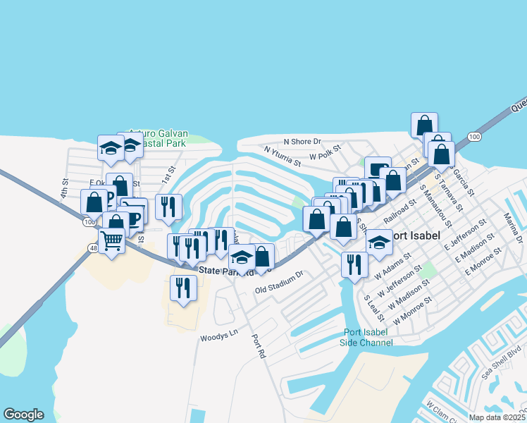 map of restaurants, bars, coffee shops, grocery stores, and more near 1006 Trout Avenue in Port Isabel