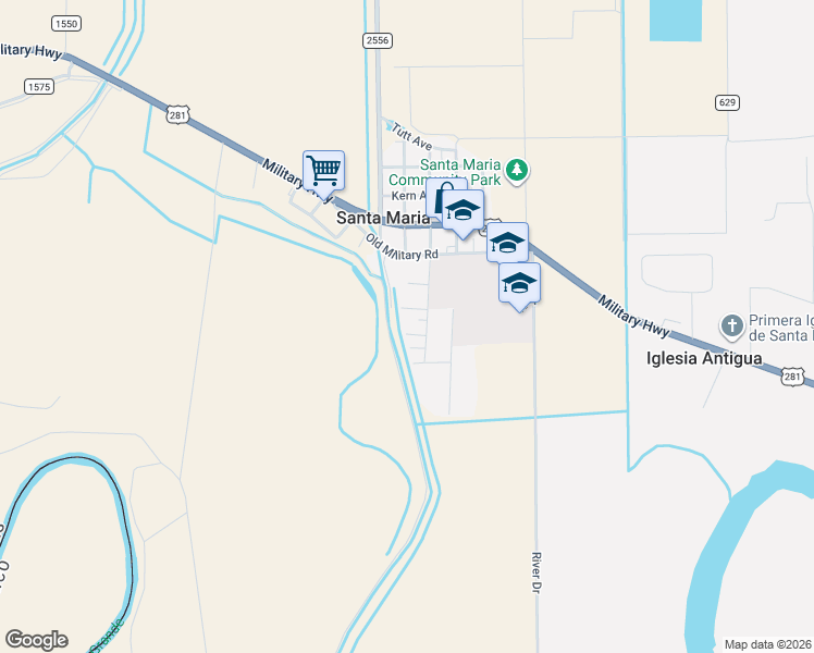 map of restaurants, bars, coffee shops, grocery stores, and more near 10900-10998 Guadalupe St in Brownsville