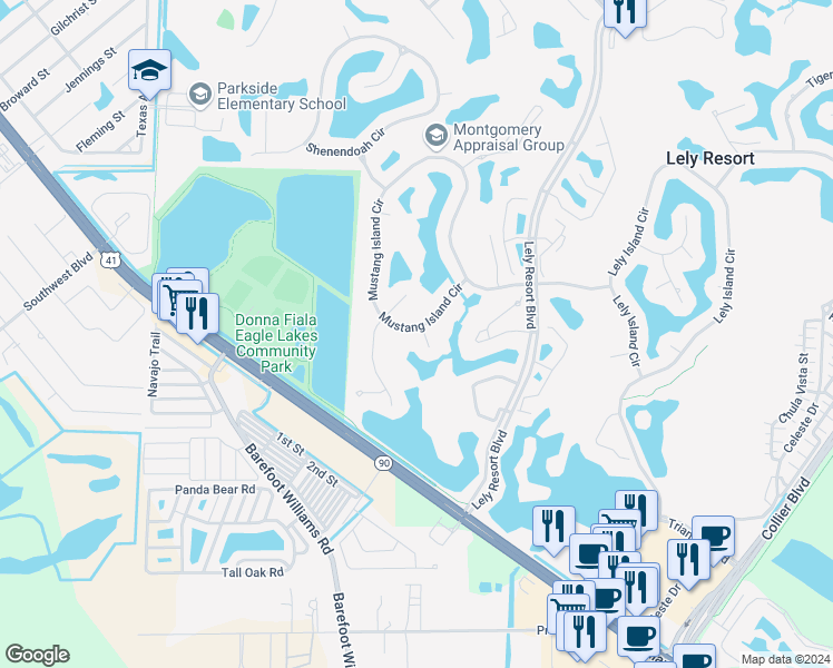 map of restaurants, bars, coffee shops, grocery stores, and more near 8963 Morgan Court in Naples