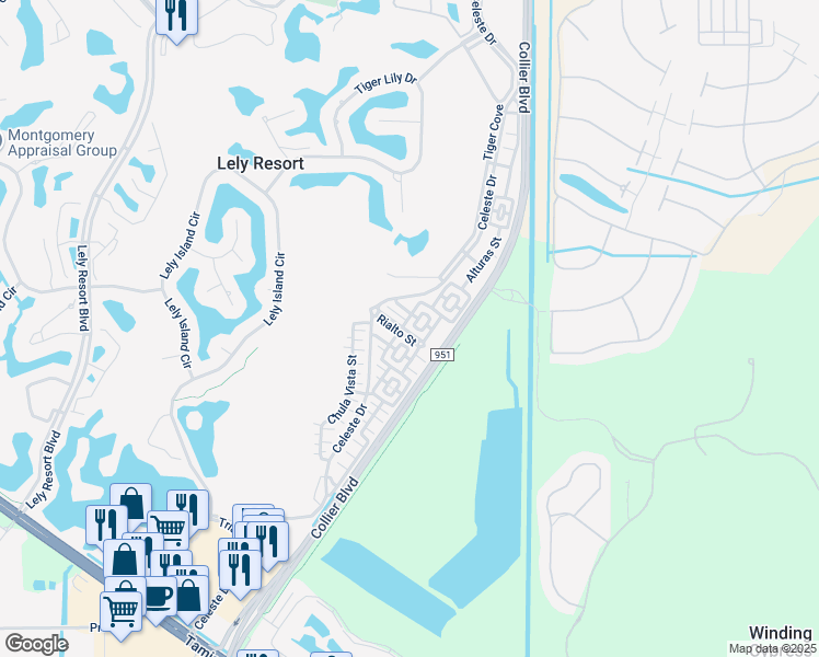 map of restaurants, bars, coffee shops, grocery stores, and more near 9078 Albion Lane South in Naples