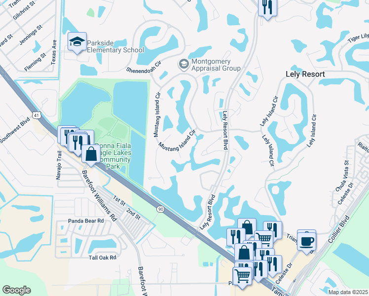 map of restaurants, bars, coffee shops, grocery stores, and more near 8972 Morgan Court in Naples