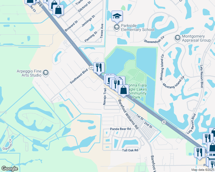 map of restaurants, bars, coffee shops, grocery stores, and more near 28 Chisholm Trail in Naples