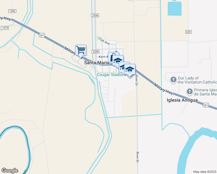 map of restaurants, bars, coffee shops, grocery stores, and more near 33358 Boyd Ave in Brownsville