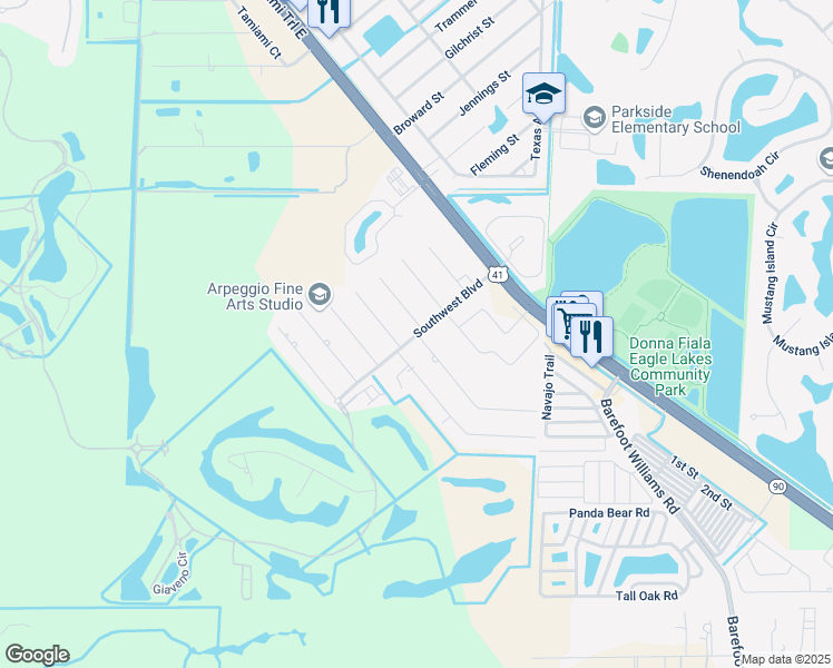 map of restaurants, bars, coffee shops, grocery stores, and more near Southwest Boulevard in Naples