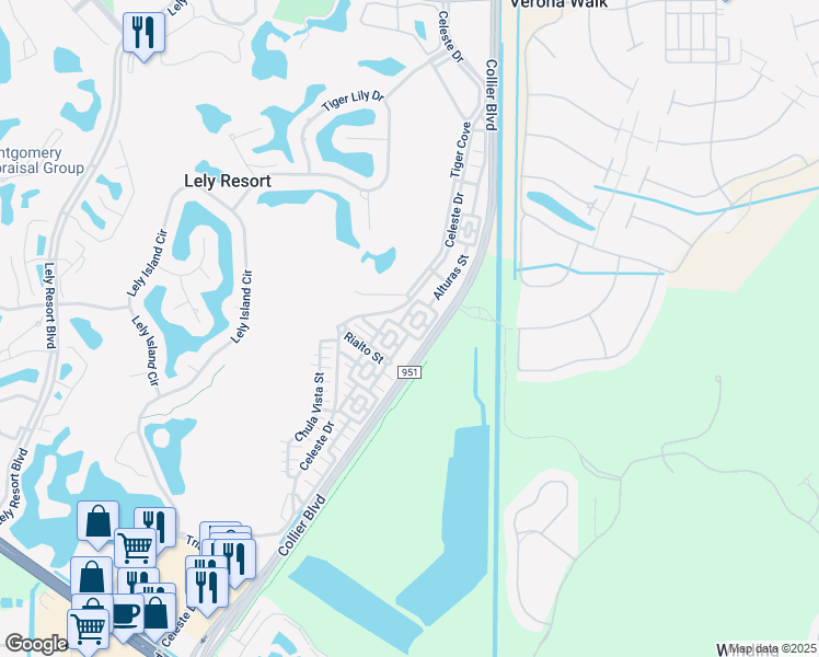 map of restaurants, bars, coffee shops, grocery stores, and more near 9067 Capistrano Street North in Naples