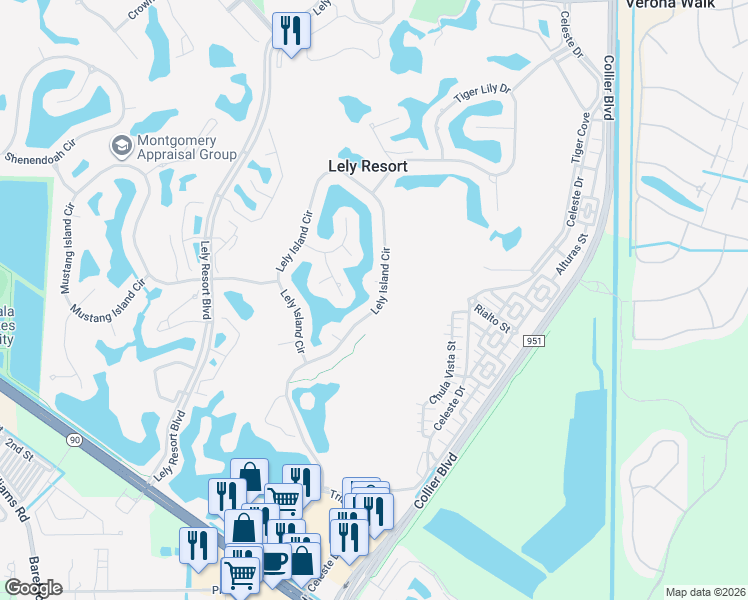 map of restaurants, bars, coffee shops, grocery stores, and more near 8965 Lely Island Circle in Naples