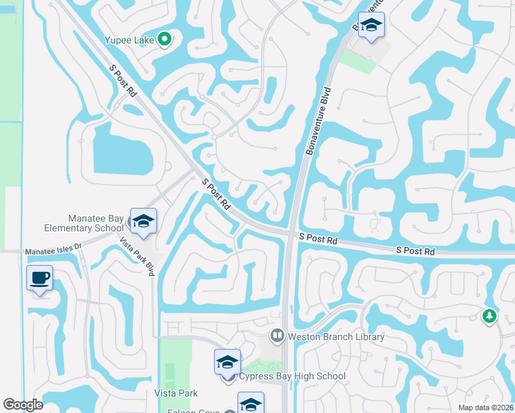map of restaurants, bars, coffee shops, grocery stores, and more near 3253 Muirfield in Weston