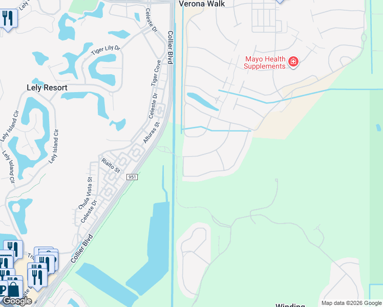 map of restaurants, bars, coffee shops, grocery stores, and more near 8515 Benelli Court in Naples