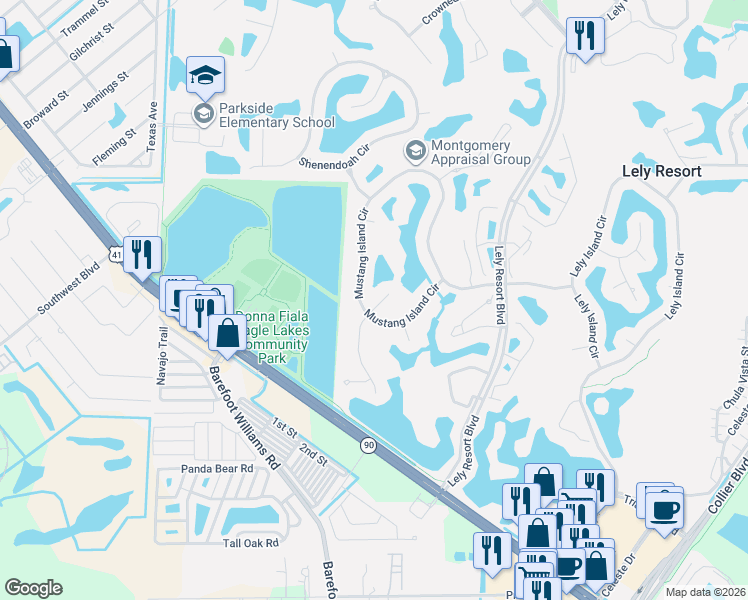map of restaurants, bars, coffee shops, grocery stores, and more near 8951 Appaloosa Court in Naples