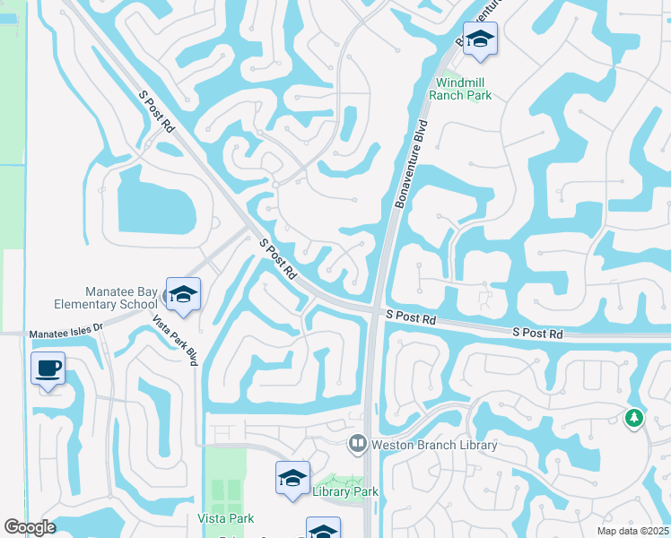 map of restaurants, bars, coffee shops, grocery stores, and more near 3253 Muirfield in Weston
