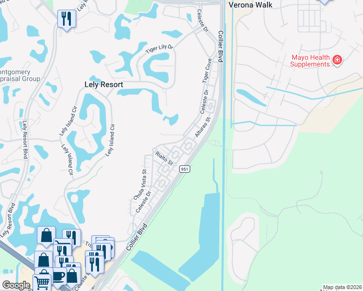 map of restaurants, bars, coffee shops, grocery stores, and more near Capistrano Street North in Naples