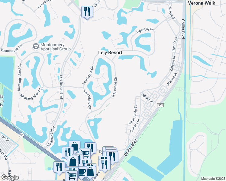 map of restaurants, bars, coffee shops, grocery stores, and more near 8965 Lely Island Circle in Naples