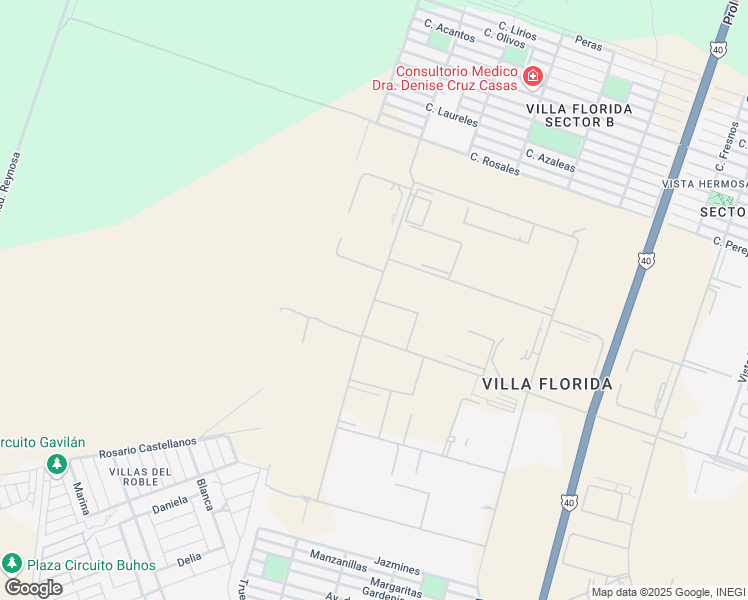 map of restaurants, bars, coffee shops, grocery stores, and more near De Los Cedros in Reynosa