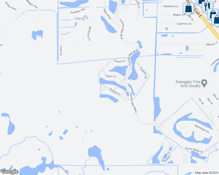 map of restaurants, bars, coffee shops, grocery stores, and more near 9723 Acqua Court in Naples