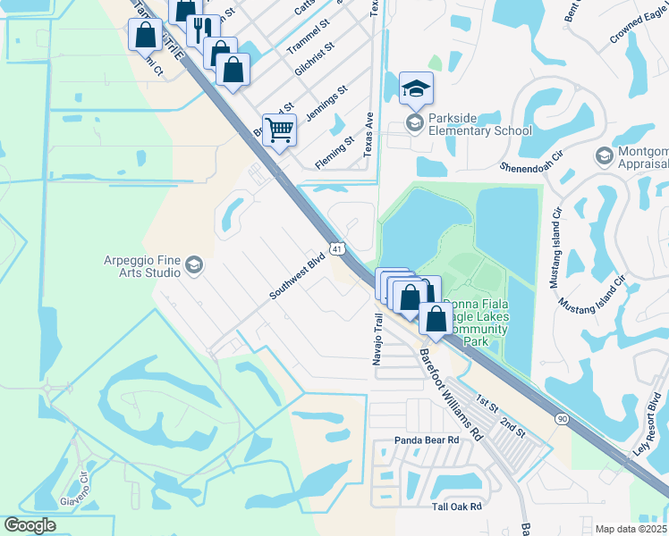 map of restaurants, bars, coffee shops, grocery stores, and more near Southwest Boulevard in Naples