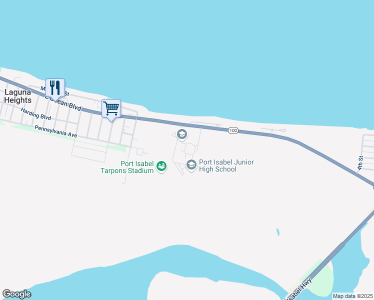map of restaurants, bars, coffee shops, grocery stores, and more near 305 Tarpon Territory in Port Isabel