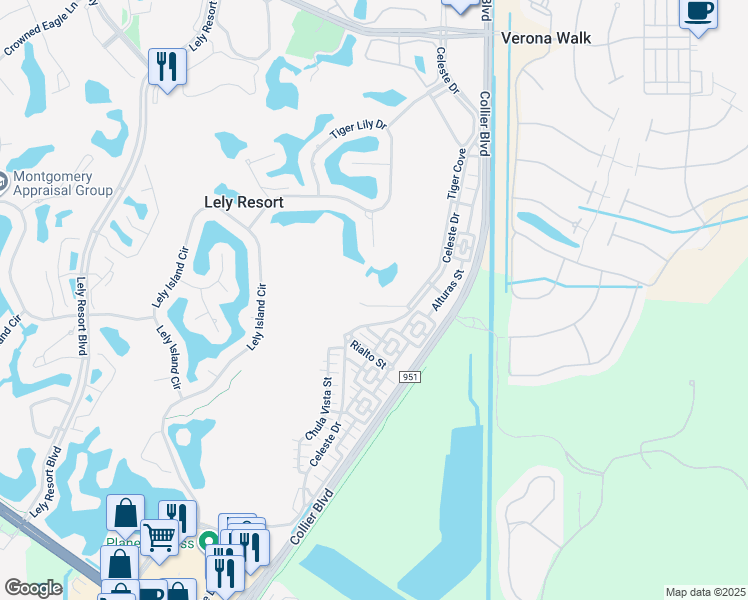 map of restaurants, bars, coffee shops, grocery stores, and more near 8551 Chase Preserve Drive in Naples