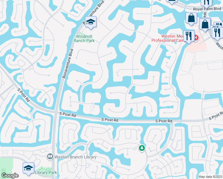 map of restaurants, bars, coffee shops, grocery stores, and more near 3435 Saddlebrook Lane in Weston