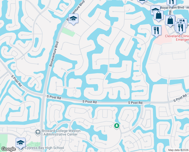 map of restaurants, bars, coffee shops, grocery stores, and more near 3435 Saddlebrook Lane in Weston