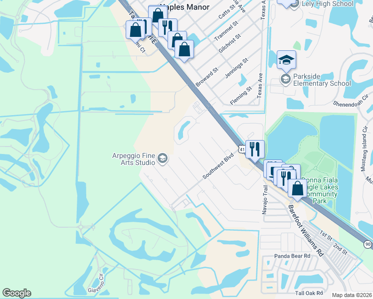 map of restaurants, bars, coffee shops, grocery stores, and more near 195 3rd Street in Naples