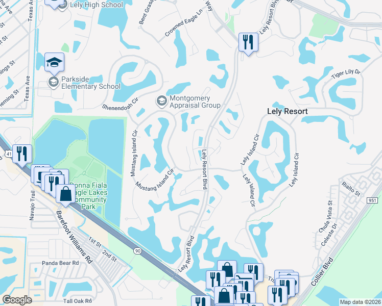 map of restaurants, bars, coffee shops, grocery stores, and more near 8453 Indian Wells Way in Naples