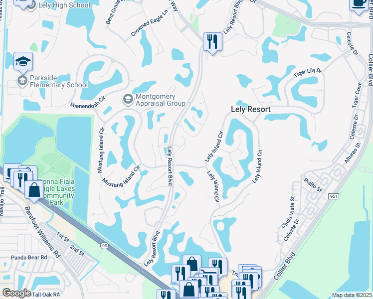 map of restaurants, bars, coffee shops, grocery stores, and more near 8228 Twelve Oaks Circle in Naples