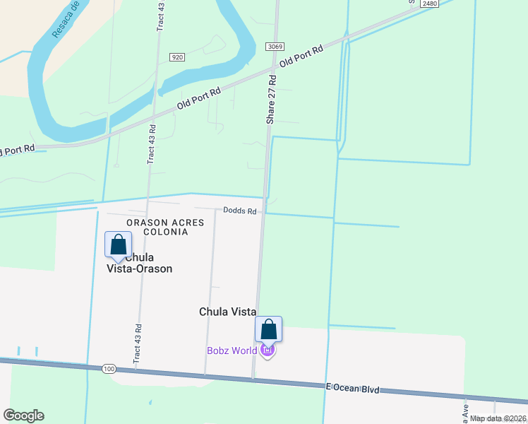 map of restaurants, bars, coffee shops, grocery stores, and more near County Road 539 in Cameron County