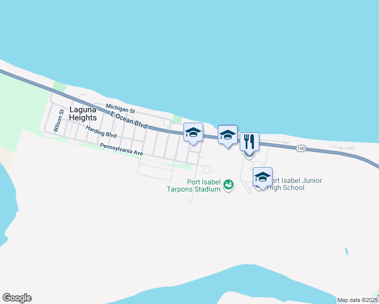 map of restaurants, bars, coffee shops, grocery stores, and more near 134 Lincoln Avenue in Port Isabel