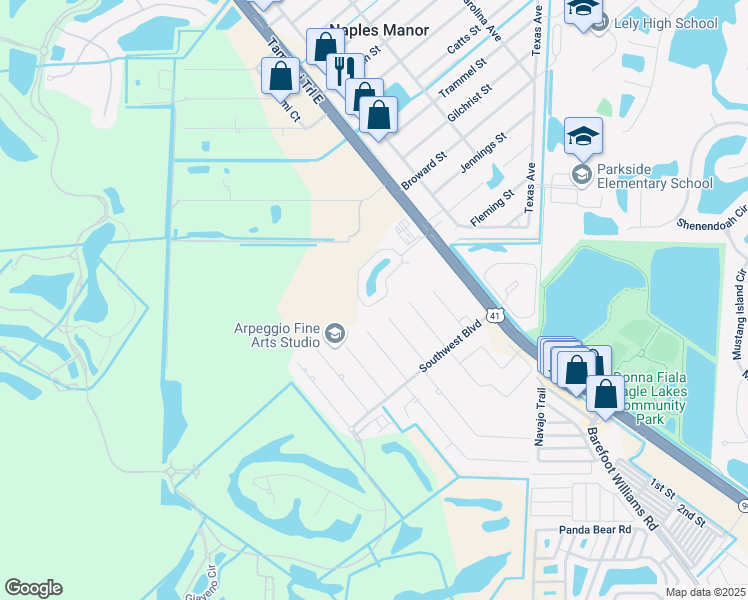 map of restaurants, bars, coffee shops, grocery stores, and more near 5321 Treetops Drive in Naples