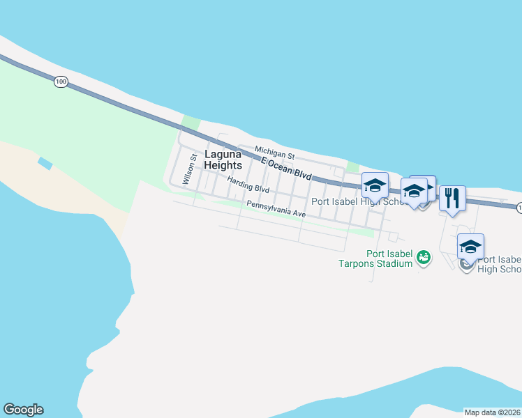 map of restaurants, bars, coffee shops, grocery stores, and more near 200-218 Monroe St in Laguna Heights