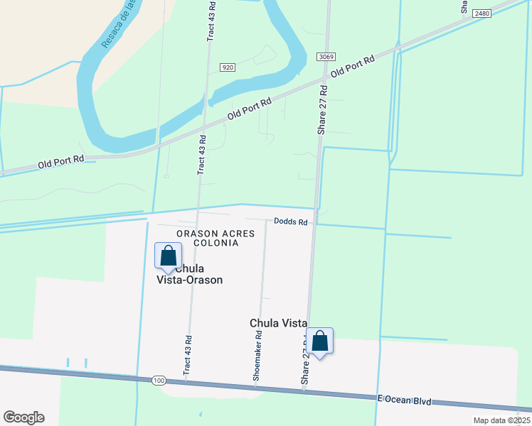 map of restaurants, bars, coffee shops, grocery stores, and more near 36397 Dodds Road in Los Fresnos