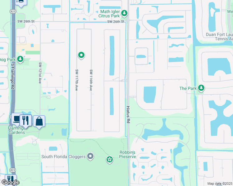 map of restaurants, bars, coffee shops, grocery stores, and more near 3333 Birch Terrace in Davie
