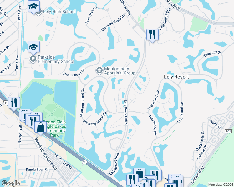 map of restaurants, bars, coffee shops, grocery stores, and more near 8425 Indian Wells Way in Naples