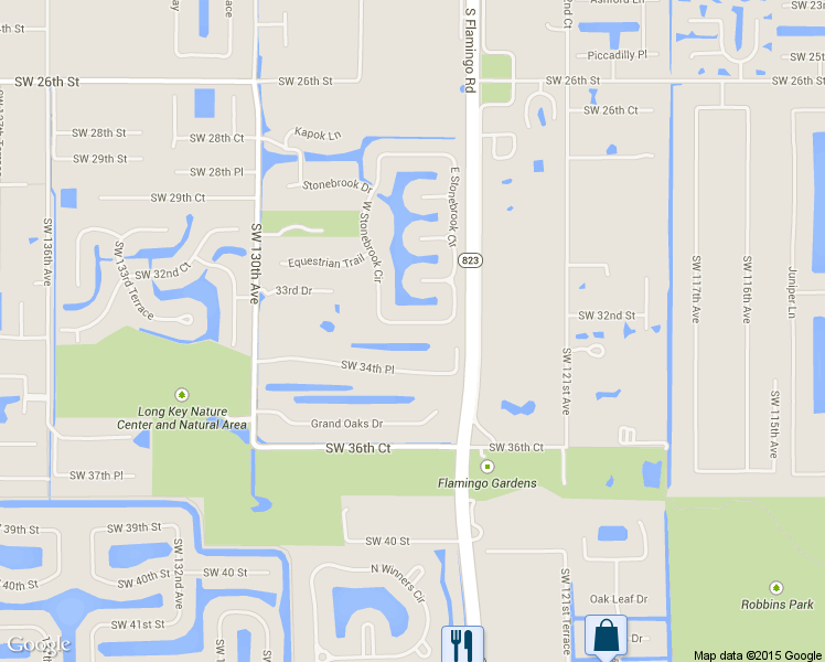 map of restaurants, bars, coffee shops, grocery stores, and more near 12568 South Stonebrook Circle in Davie