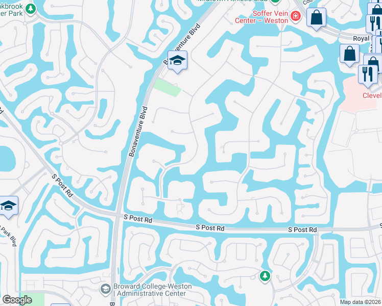 map of restaurants, bars, coffee shops, grocery stores, and more near 3200 Hunter Road in Weston