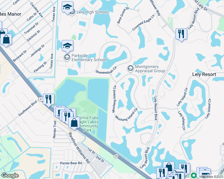 map of restaurants, bars, coffee shops, grocery stores, and more near 8872 Mustang Island Circle in Naples