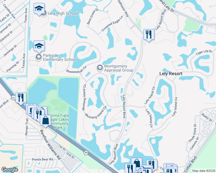 map of restaurants, bars, coffee shops, grocery stores, and more near 8425 Indian Wells Way in Naples