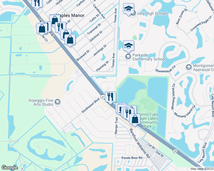 map of restaurants, bars, coffee shops, grocery stores, and more near 11460 Whistlers Cove Circle in Naples